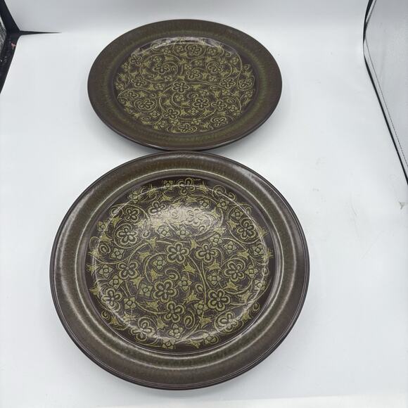 Franciscan Dinner Plates Madeira 10.5" Dishes Green Brown‎ Lot Set of 2 1977 - Picture 1 of 7